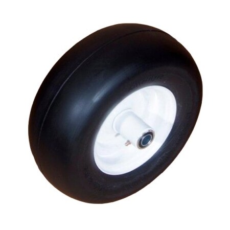 Amerityre Polyurethane Tire 13 x 5.0-6 solid, smooth tread, non-marking tire on a 6" white steel rim 11-135006-BN-C600-34